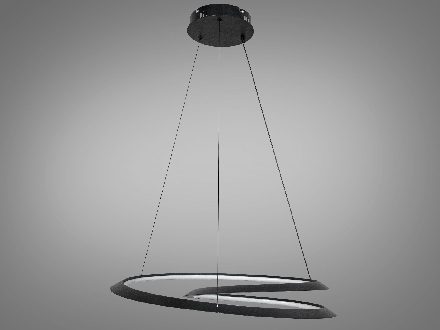 Сучасна підвісна LED люстра в коридор, чорна, 80W на 12м2