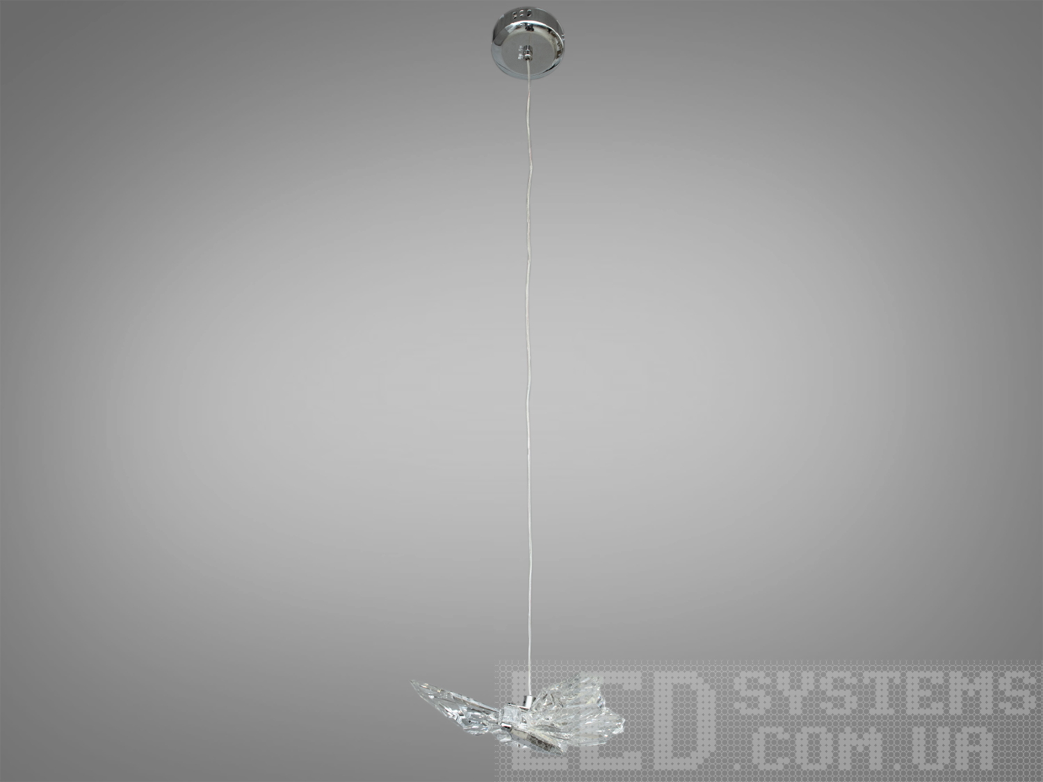 Підвісний світильник у формі метелика з довгим підвісом, підходить для високих стель.