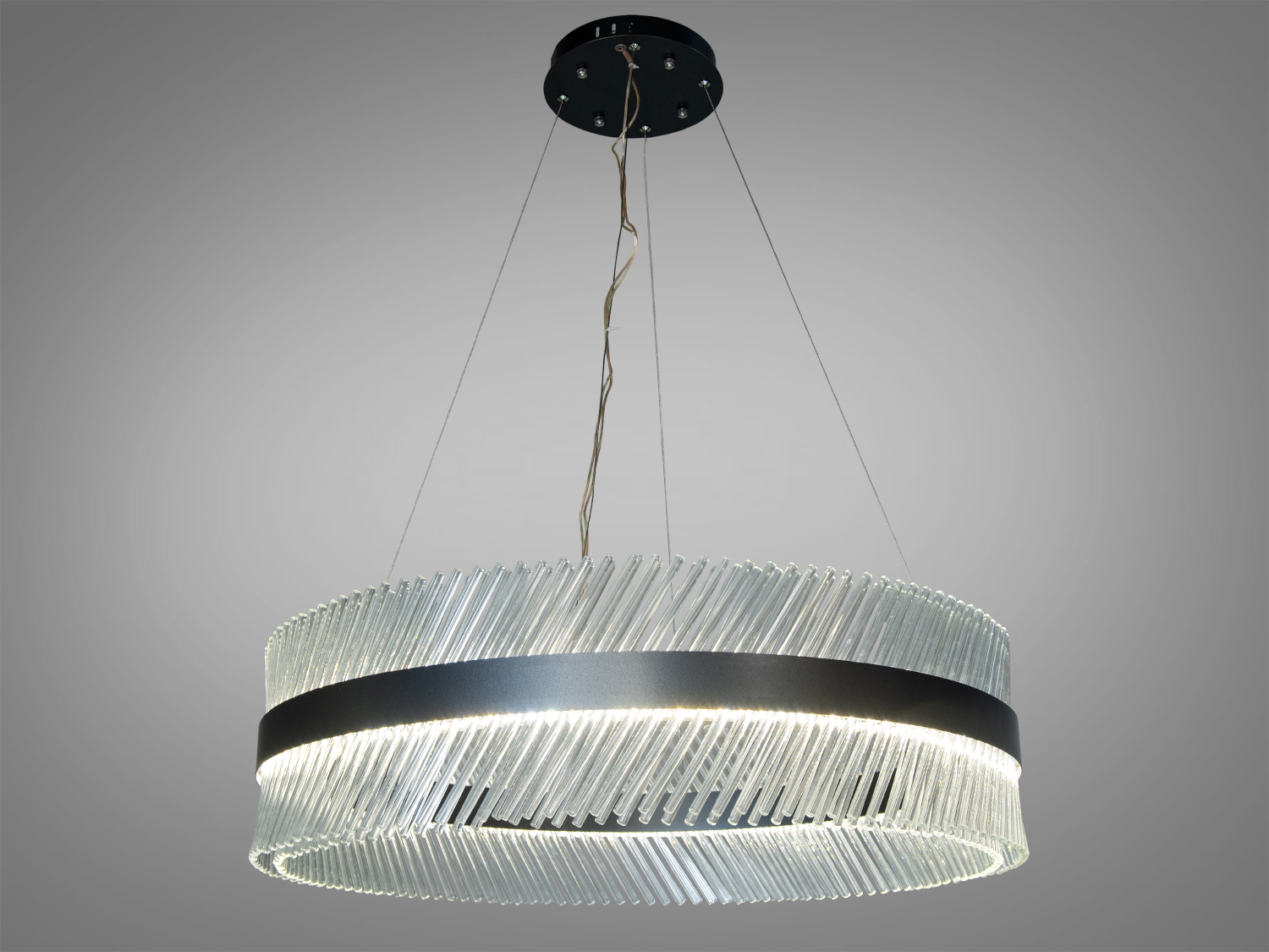 Підвісна кришталева LED люстра для залу, колір свинець, 105W