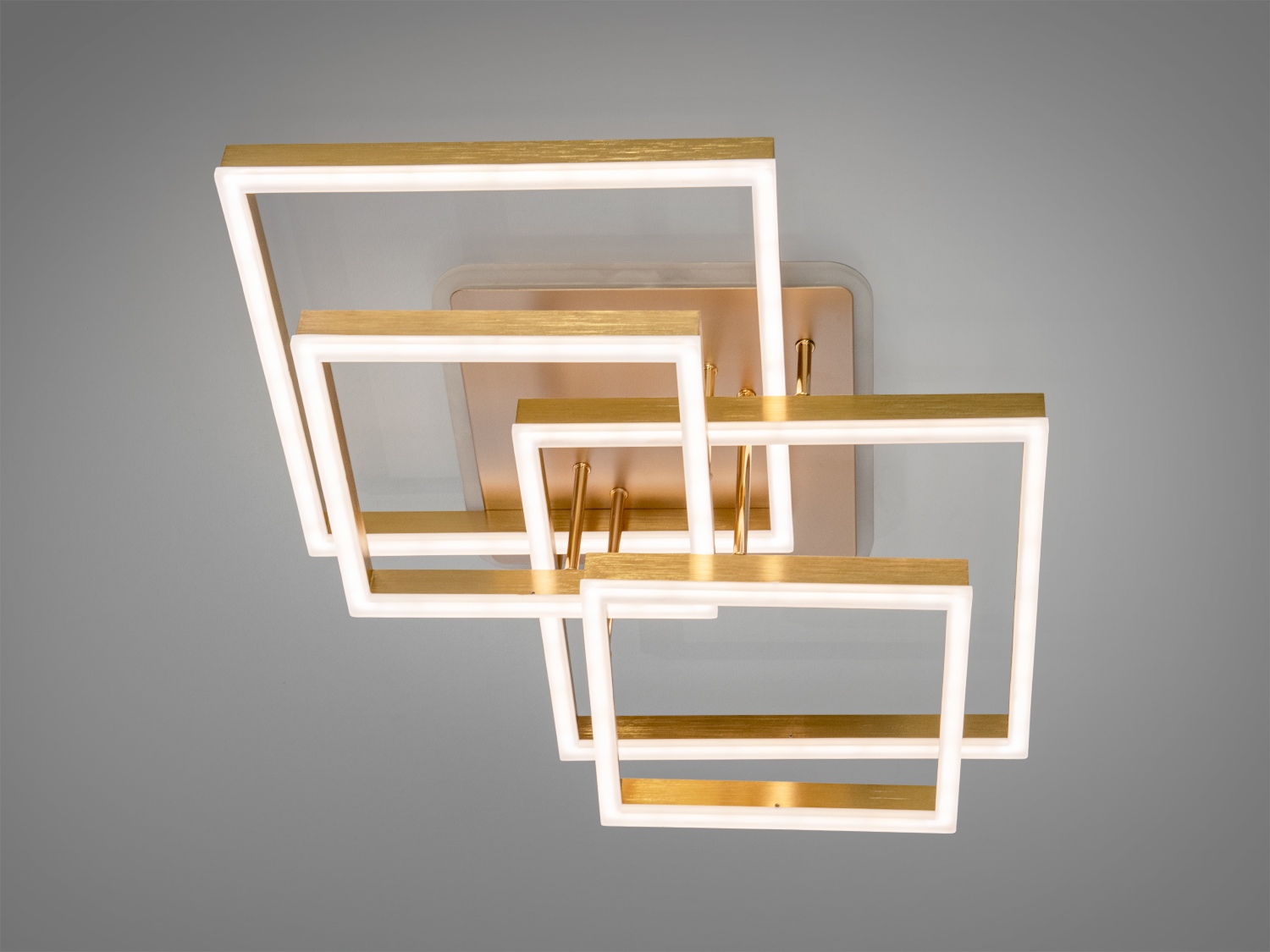 Стельовий світильник з пультом, квадратна форма, біле та фіолетове підсвічування, підходить для сучасних інтер′єрів.