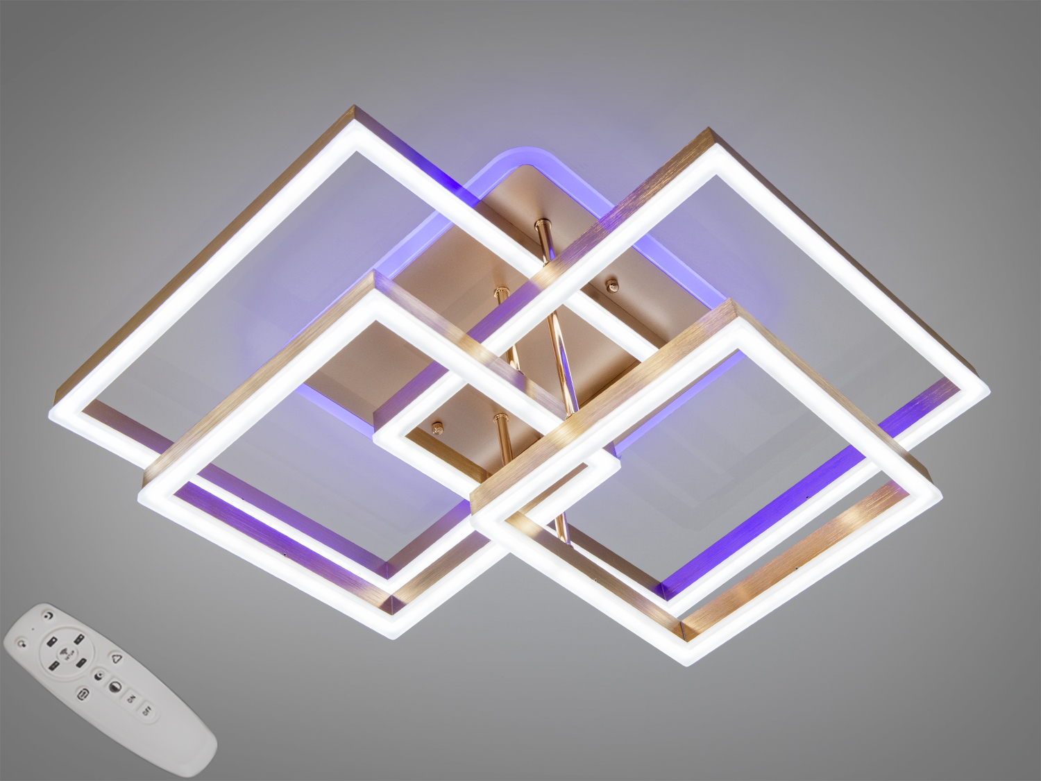 Стельовий світильник з пультом, квадратна форма, біле та червоне підсвічування, ідеальний для стильних приміщень.