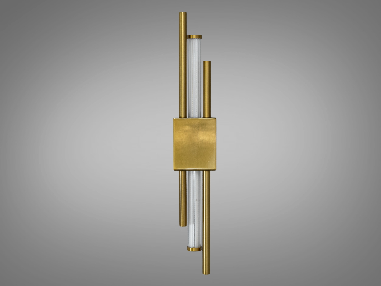 Настінний світильник з латуні з вертикальними трубками, що підходить для сучасного інтер’єру. Ідеальний для акцентного освітлення.