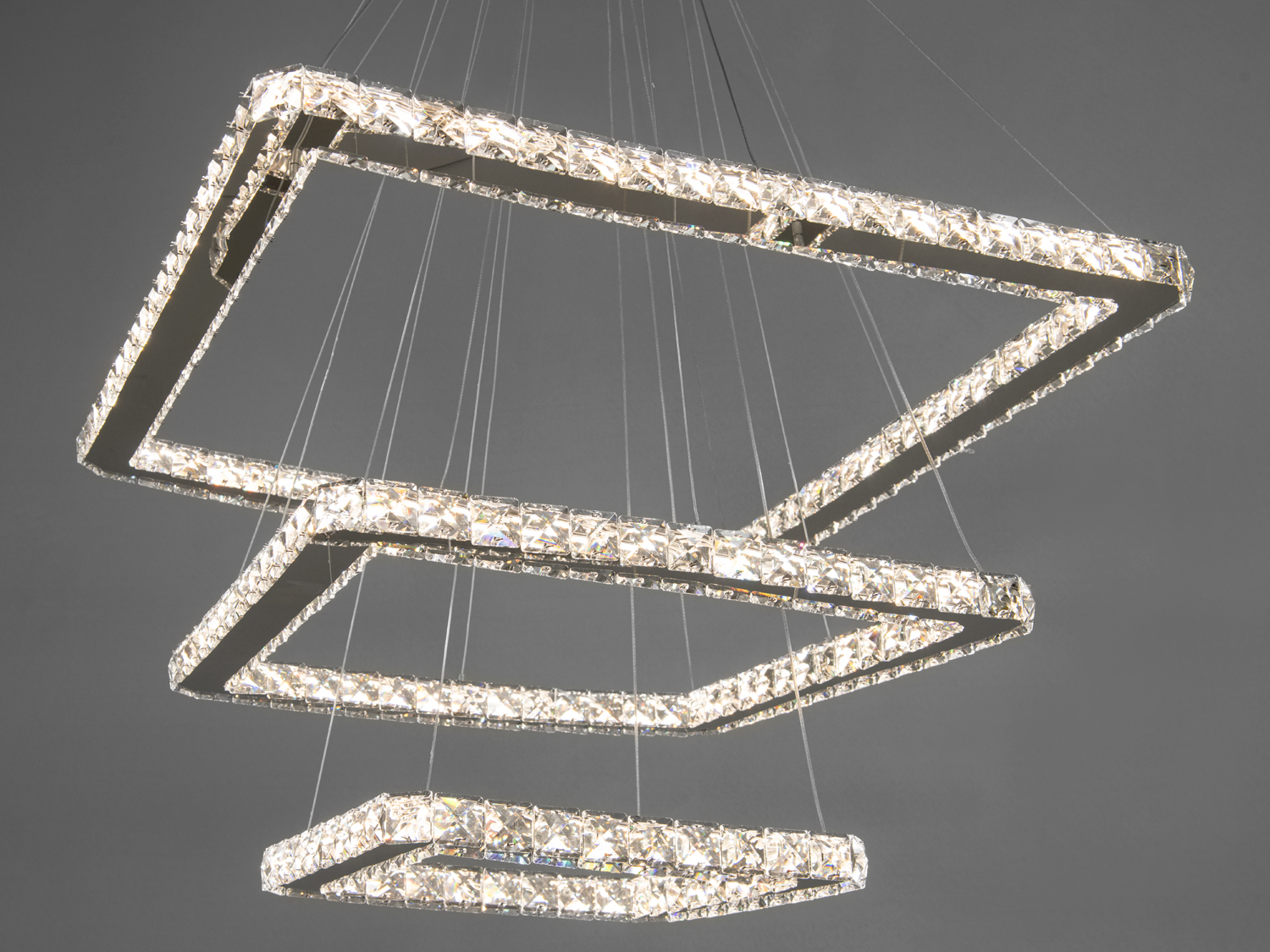 Кришталева LED люстра Люксовий каскад хром 110Вт
