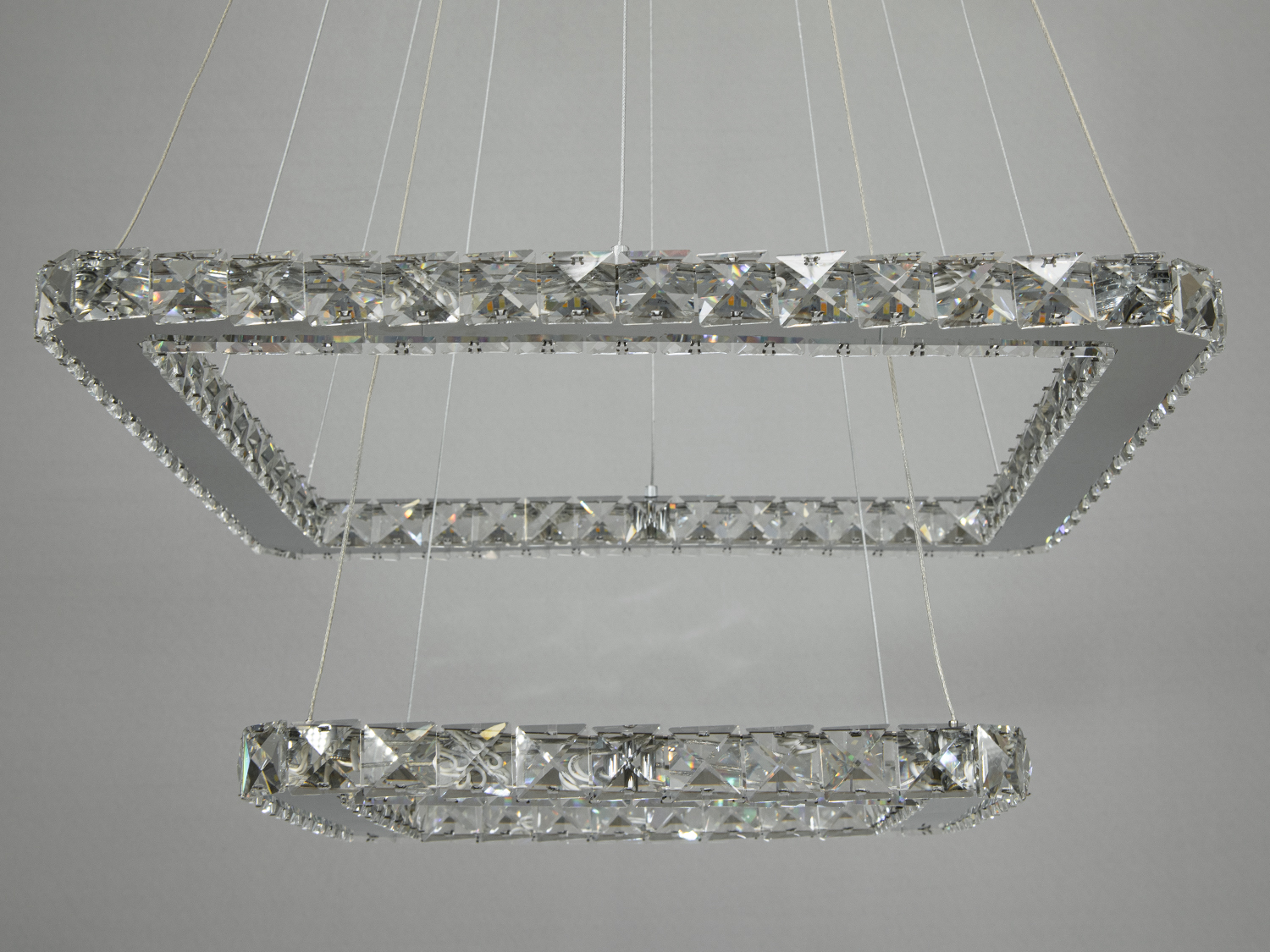 Підвісна кришталева LED люстра 7223-6W-500+340HR-LS хром 62W