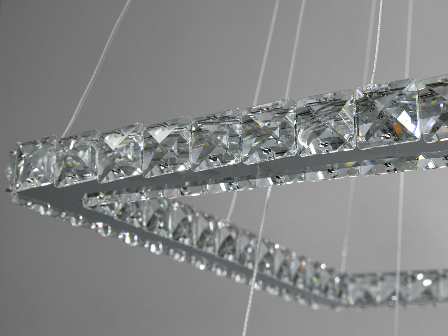 Підвісна кришталева LED люстра 7223-6W-500+340HR-LS хром 62W