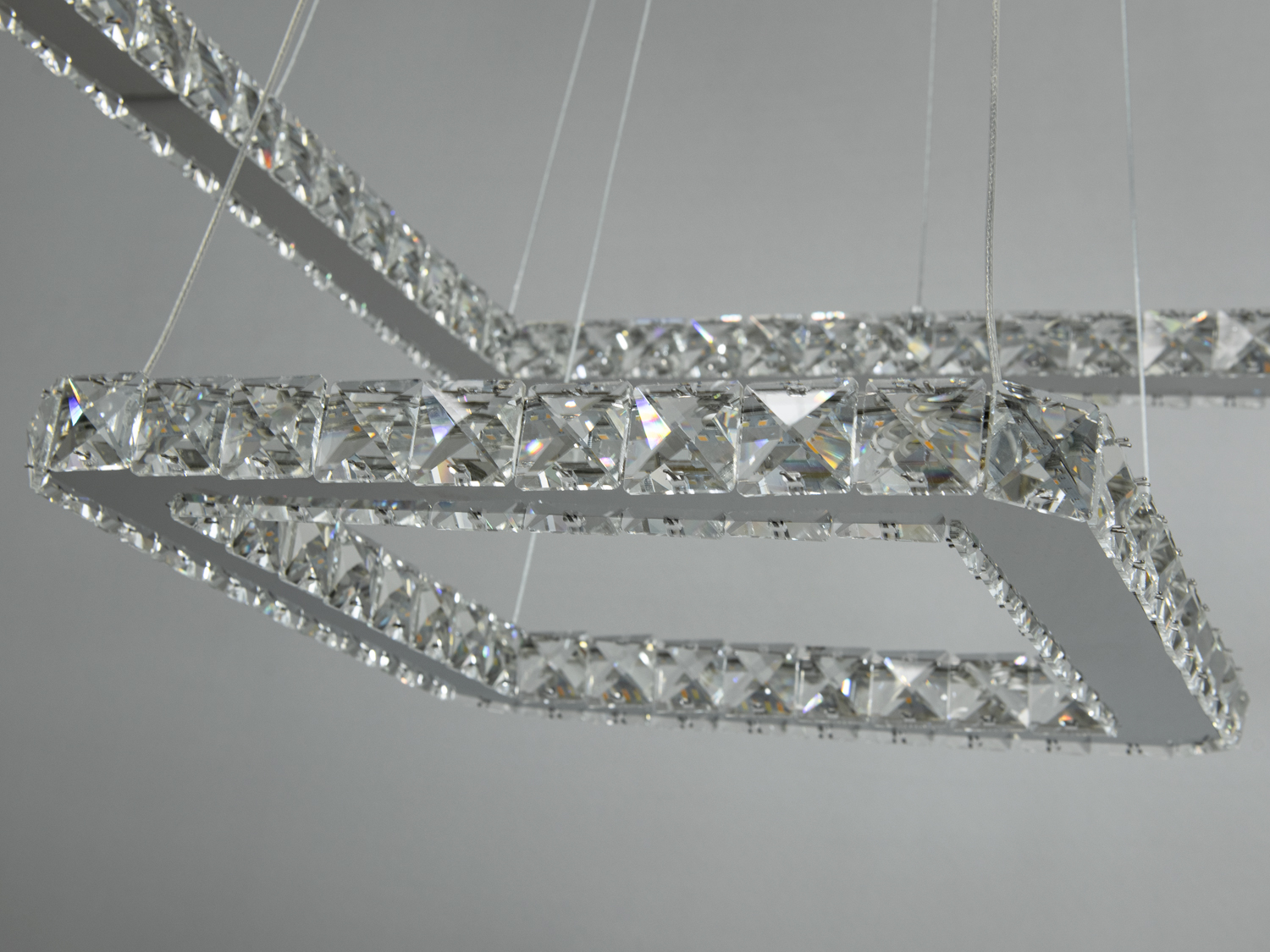 Підвісна кришталева LED люстра 7223-6W-500+340HR-LS хром 62W