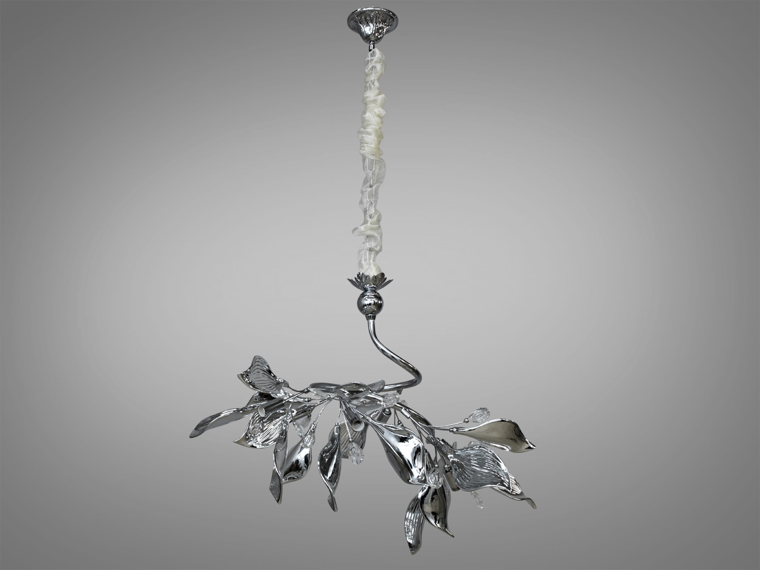 Люстра з керамічними елементами на кухню, хром, на 6 ламп