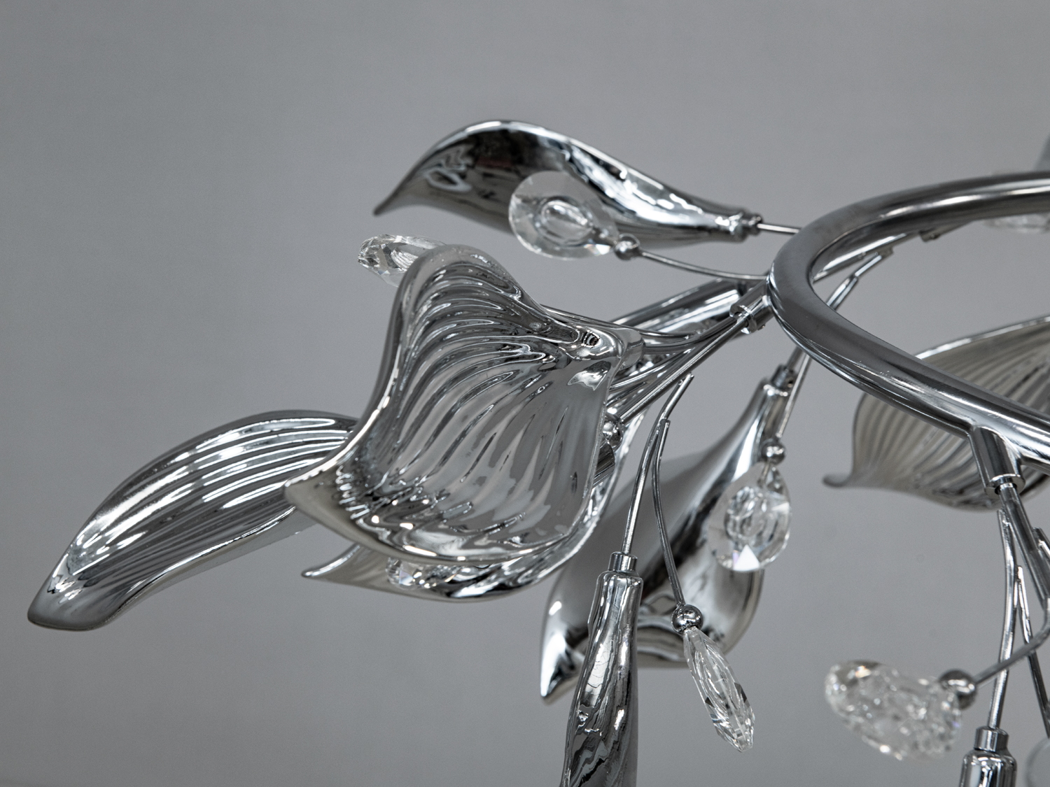 Люстра з керамічними елементами на кухню, хром, на 6 ламп