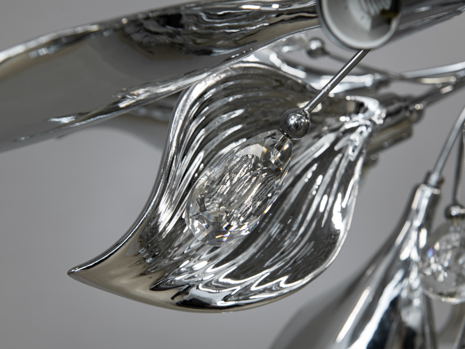 Люстра з керамічними елементами на кухню, хром, на 6 ламп