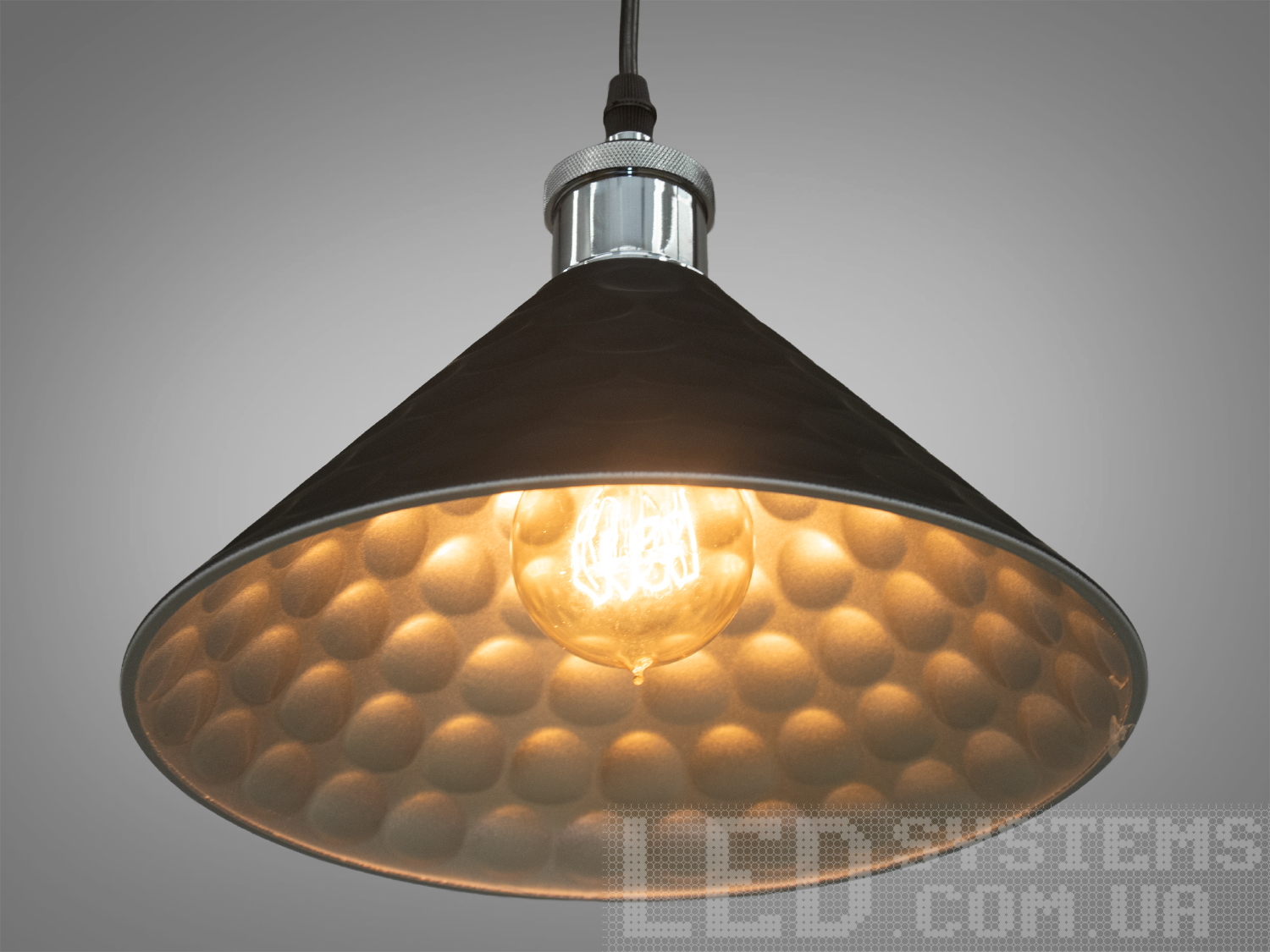 Унікальний, довершений світильник-підвіс в стилі Лофт, під лампу Едісона, чорний+хромПодвесы, Светильники 