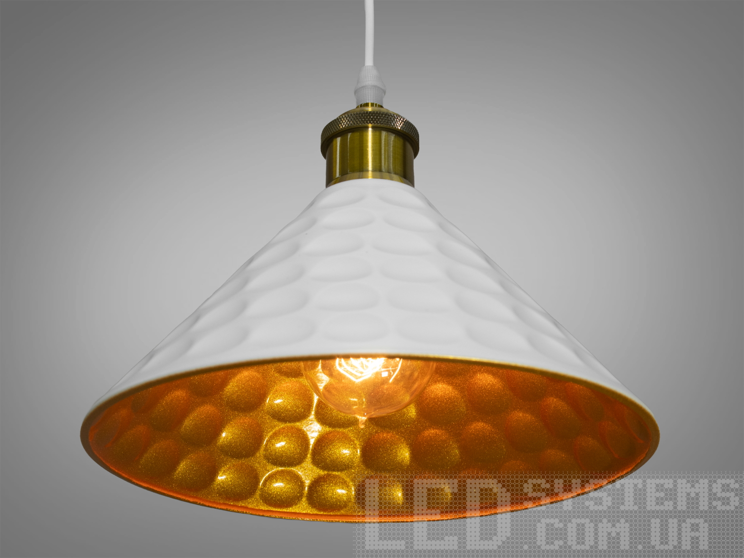 Супер стильний, солідний, гармонійний світильник-підвіс в стилі Лофт, під лампу Едісона, білий+золотоПодвесы, Светильники 
