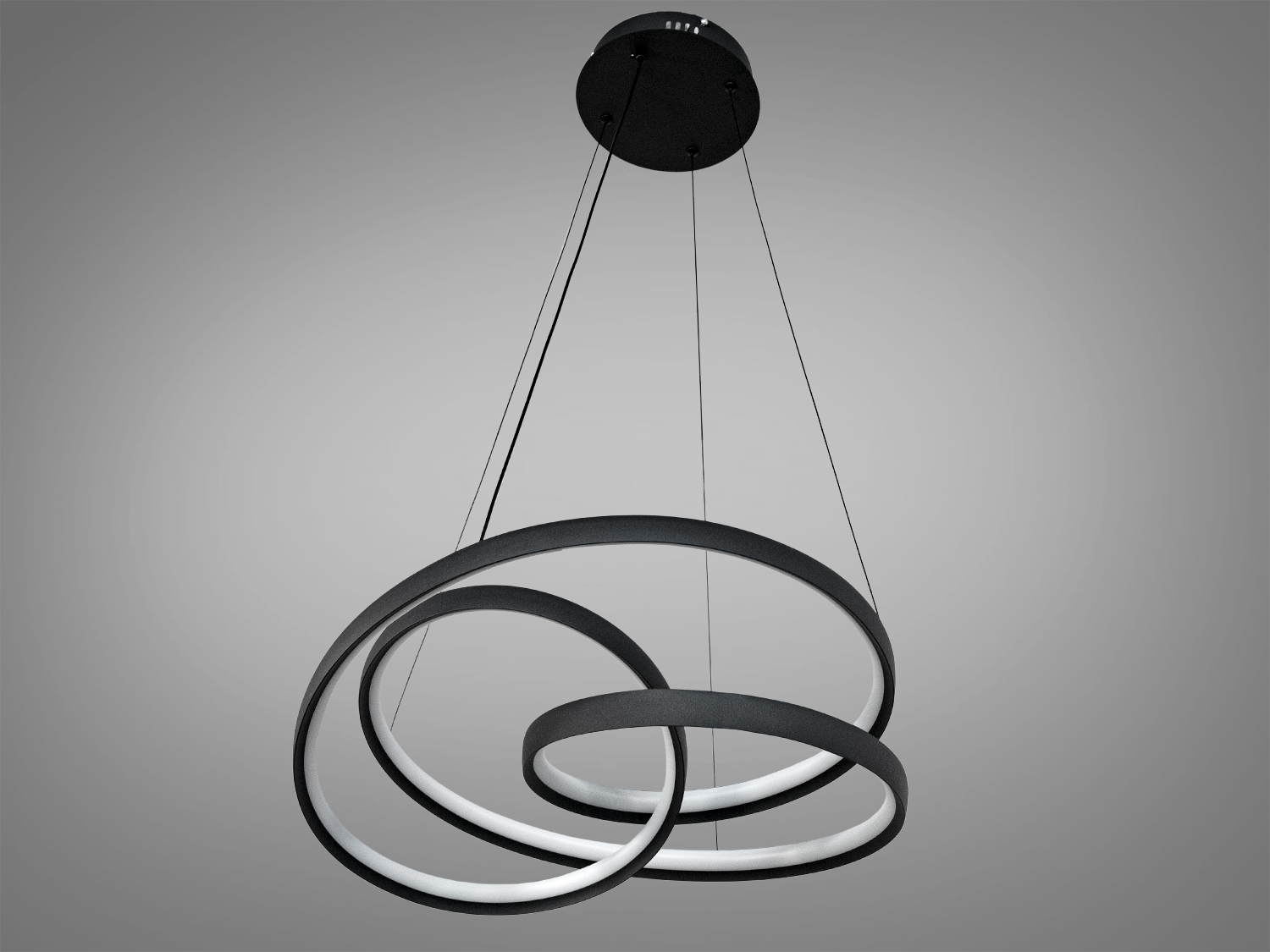 Підвісна світлодіодна люстра у вітальню, чорна, 90W на 13м2