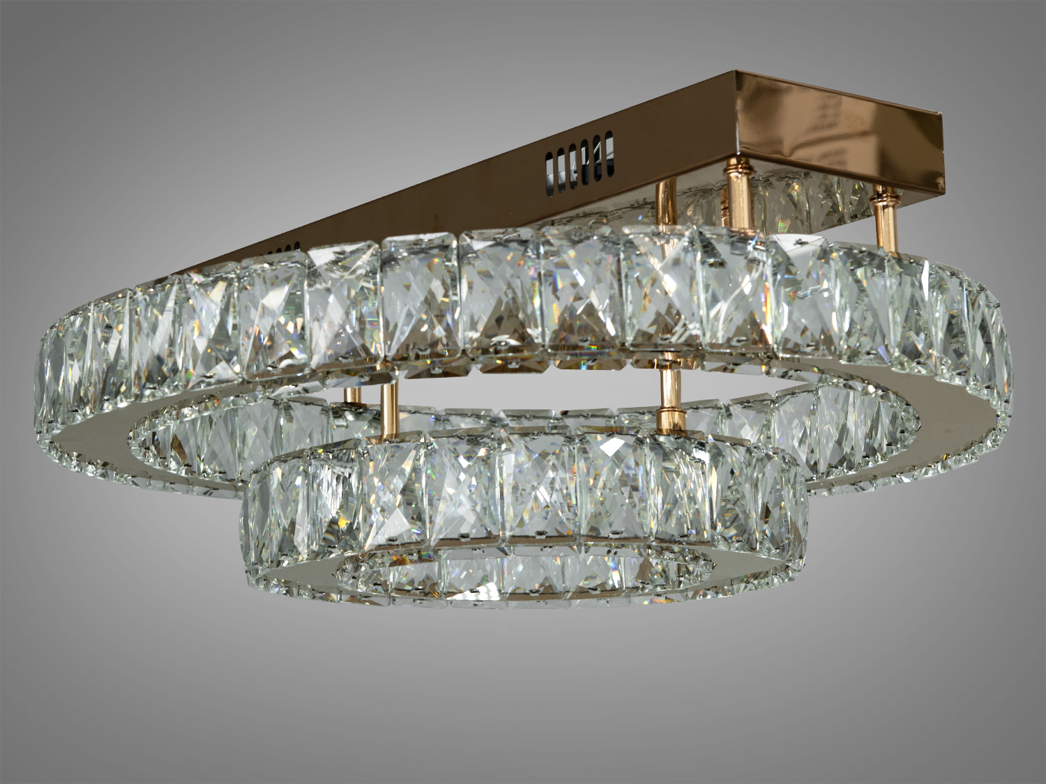 Гармонійна кришталева LED люстра для зали, колір золото, 40W на 6м2
