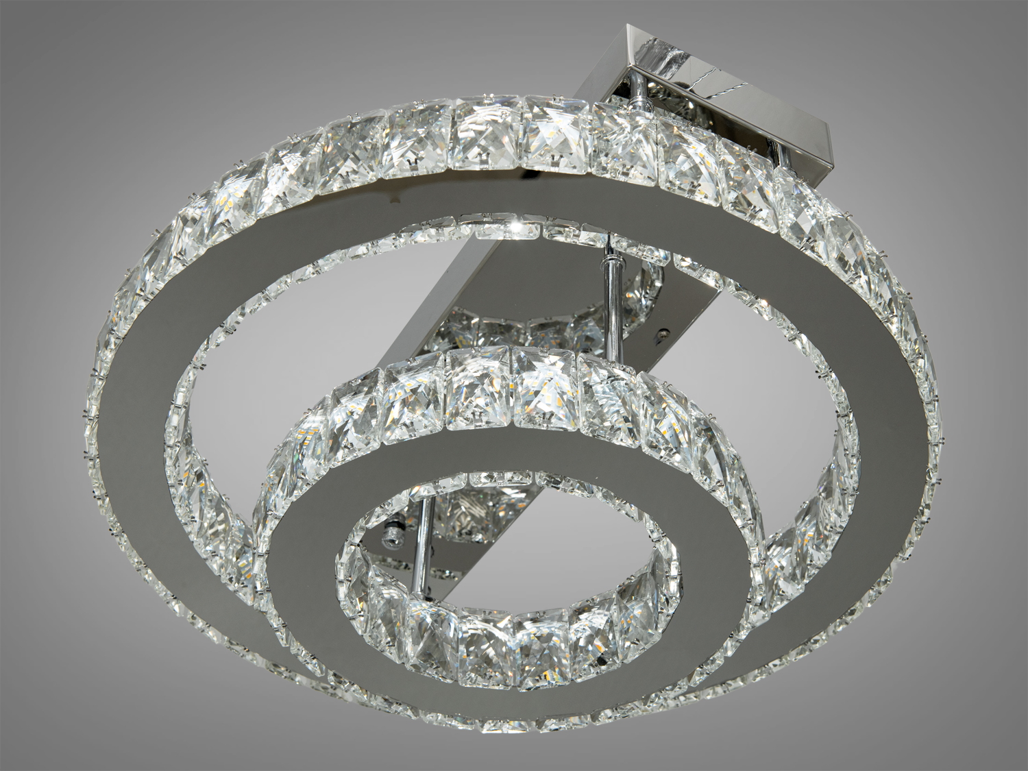 Сучасна кришталева LED-люстра кільця в спальню, колір хром, 40W