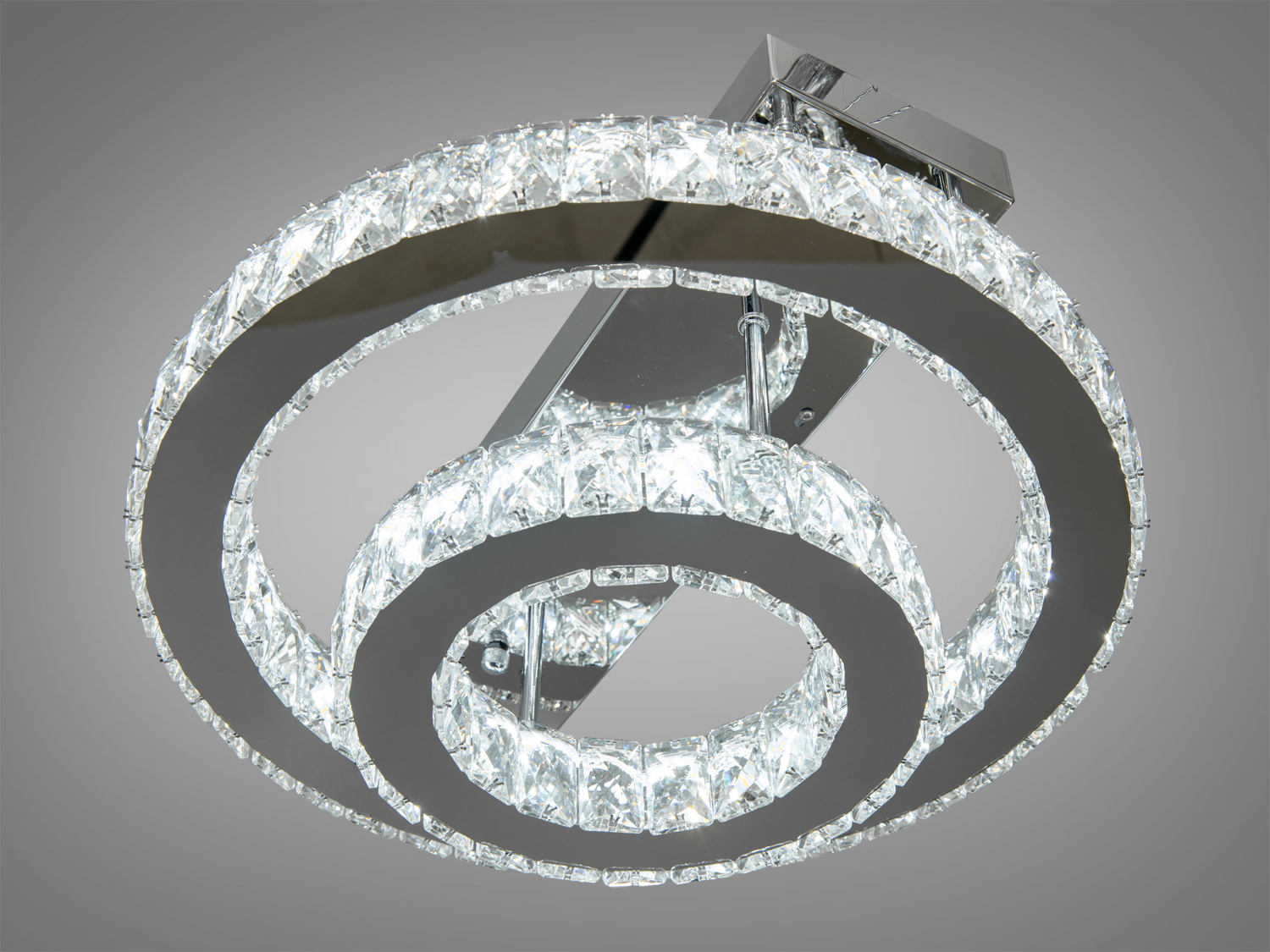 Сучасна кришталева LED-люстра кільця в спальню, колір хром, 40W
