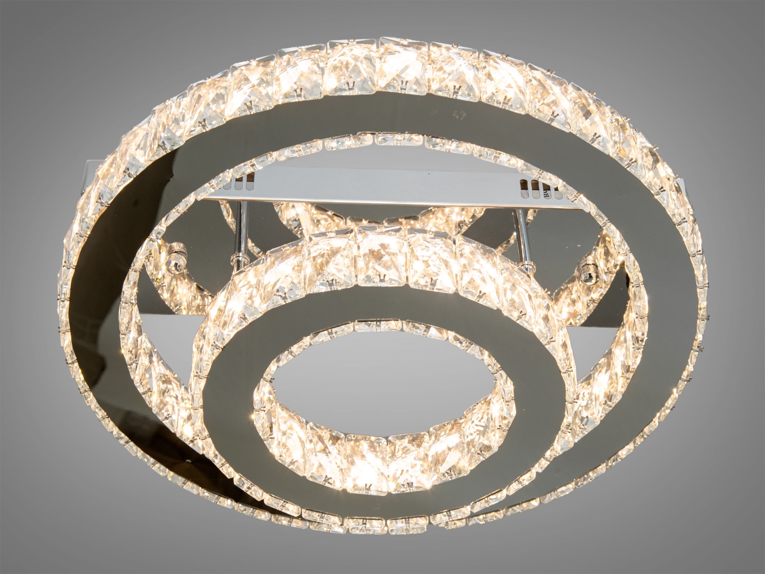 Сучасна кришталева LED-люстра кільця в спальню, колір хром, 40W
