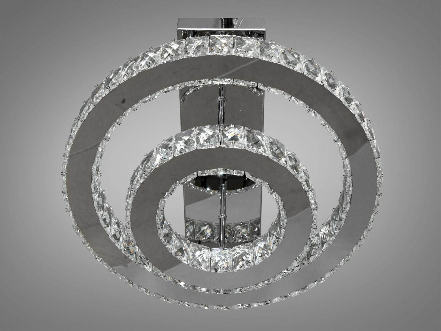 Сучасна кришталева LED-люстра кільця в спальню, колір хром, 40W