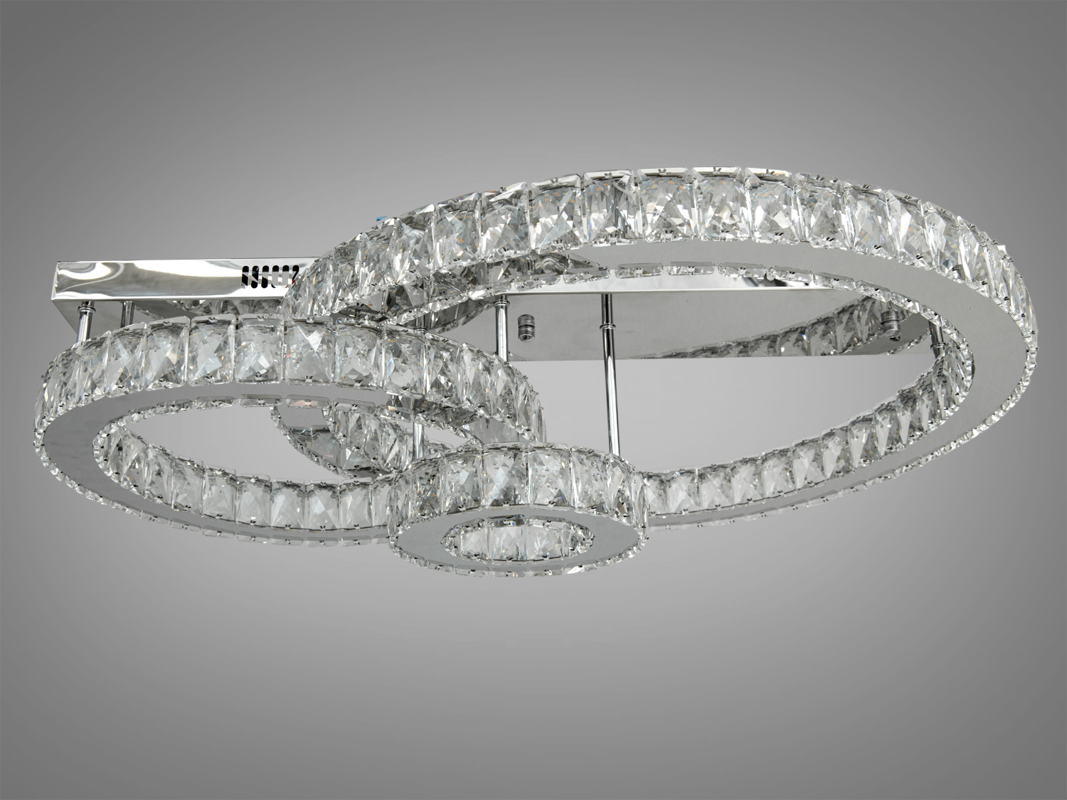 Кришталева LED-люстра у вітальню з пультом, колір хром, 75W на 11м2