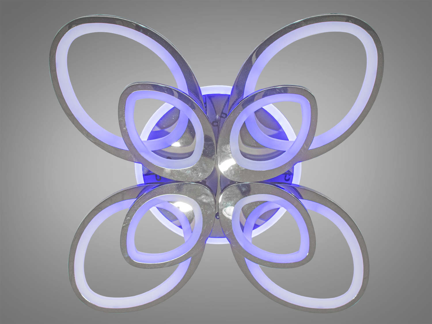 Яскрава світлодіодна люстра з LED підсвічуванням, колір хром, 150W на 22м2