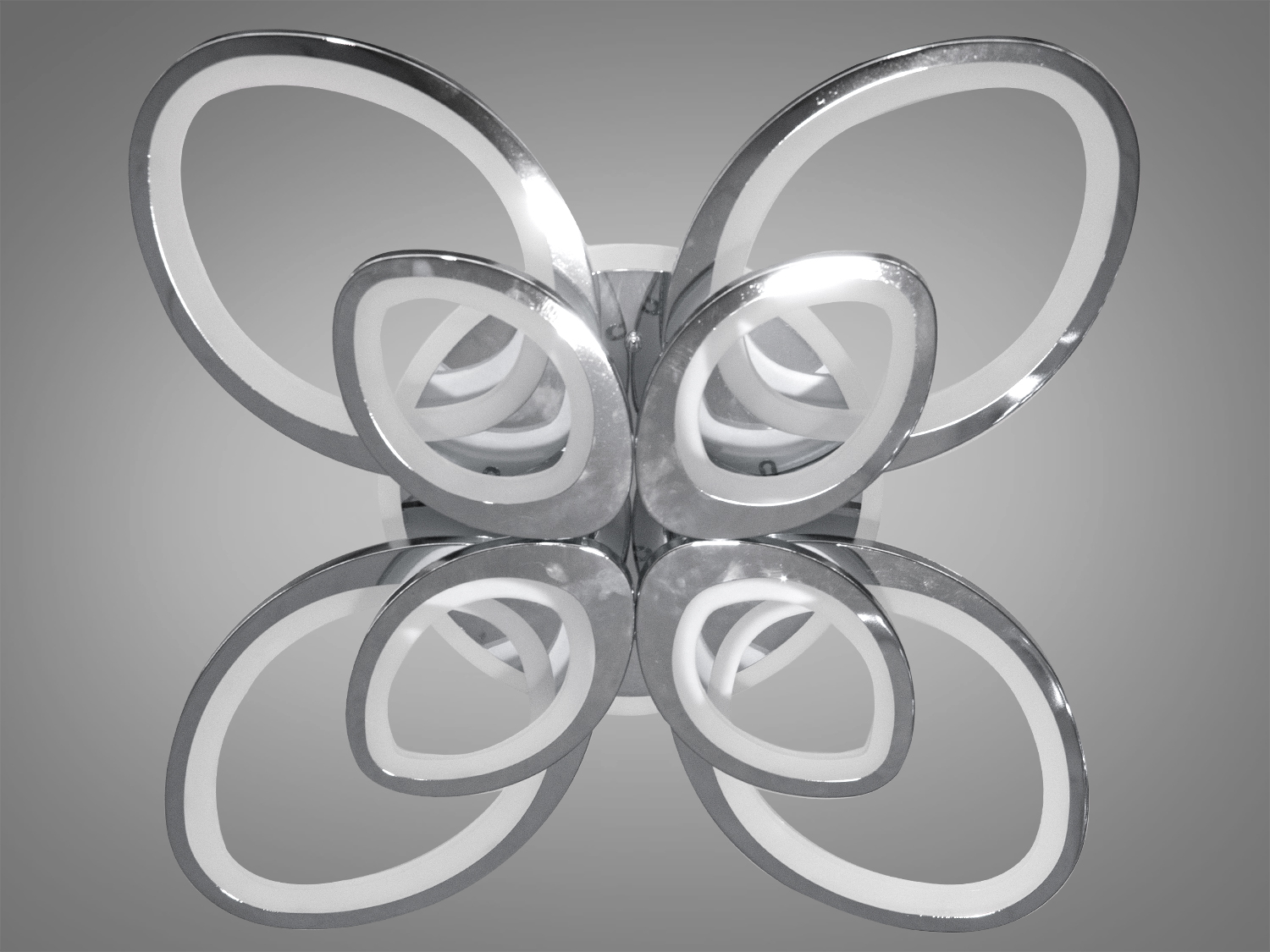 Яскрава світлодіодна люстра з LED підсвічуванням, колір хром, 150W на 22м2