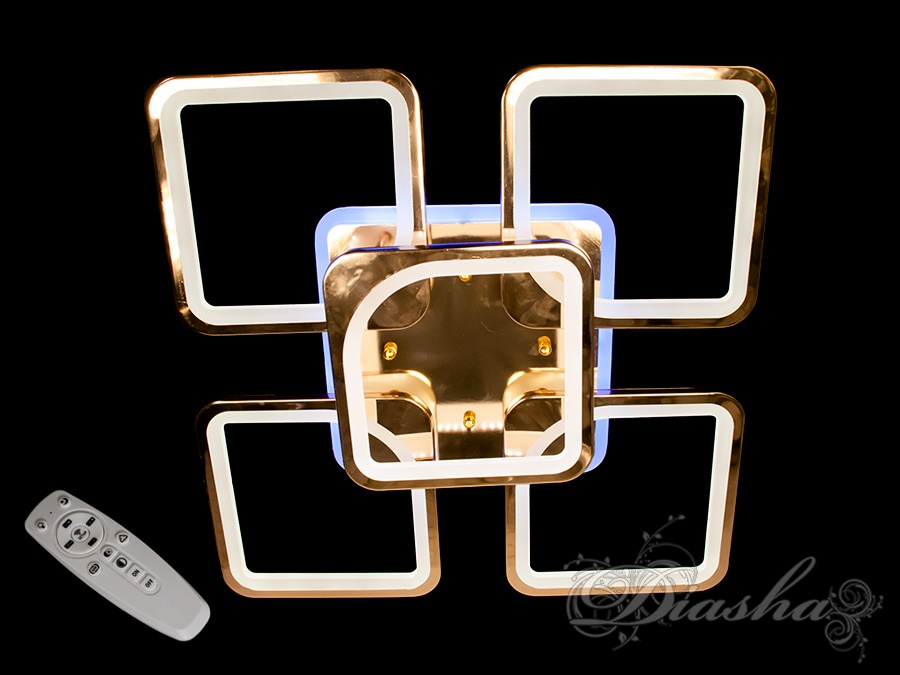 Золота пристельова світлодіодна люстра з пультом, діммером, 150ВтСерия 