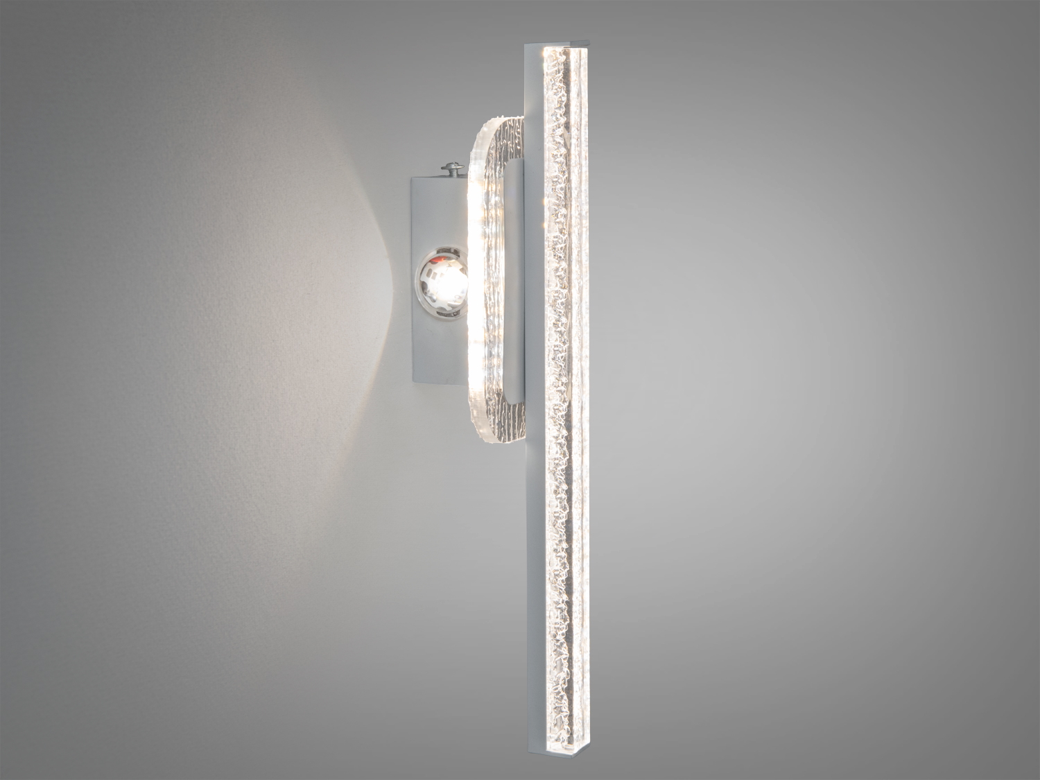 Світильник настінний із прозорим матеріалом, вертикальна форма, вбудовані світлодіоди, монтаж на стіну, підходить для освітлення коридорів.