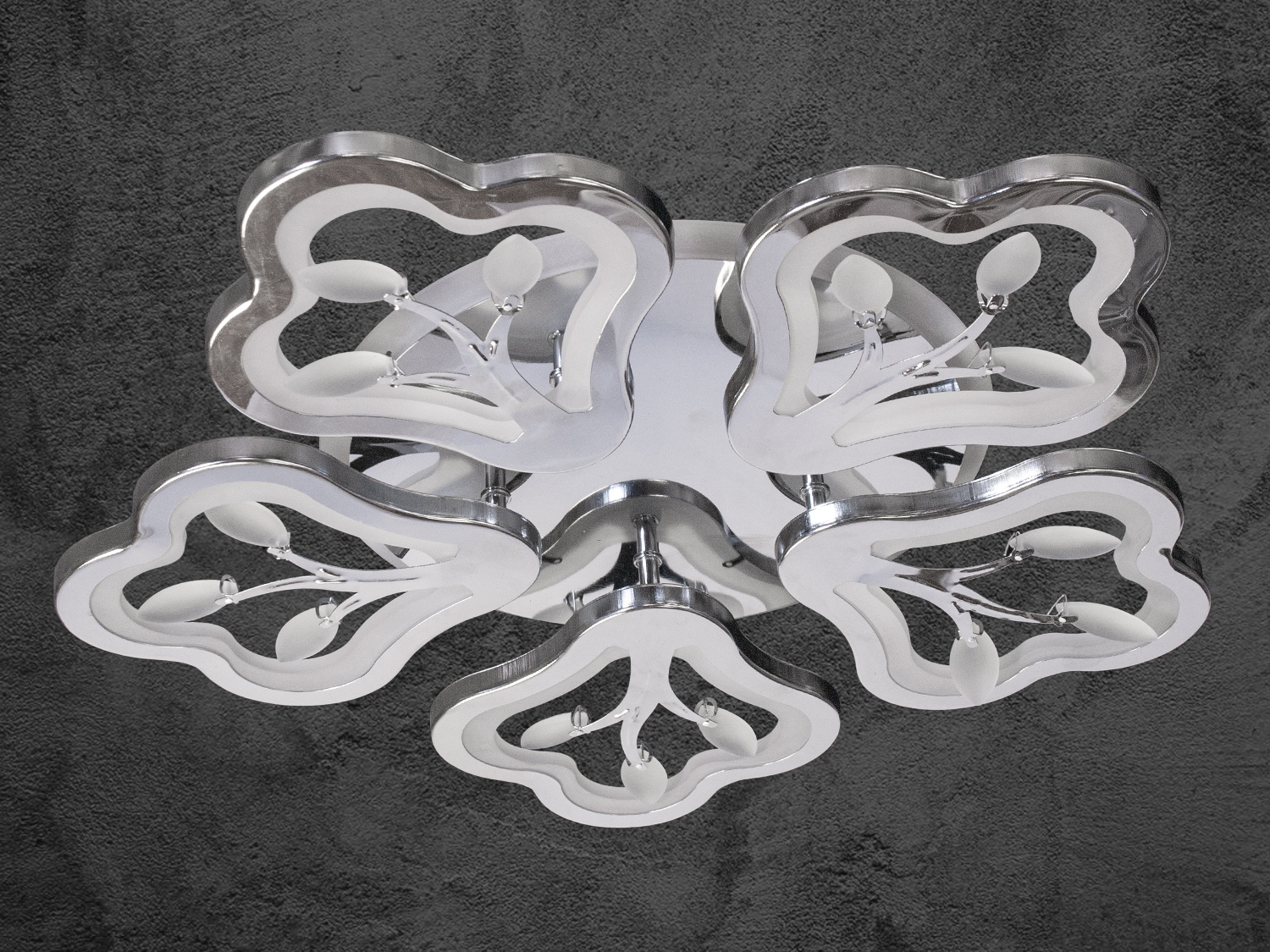 Стельова LED люстра хром 135 Вт 5 світлових модулів пульт керування