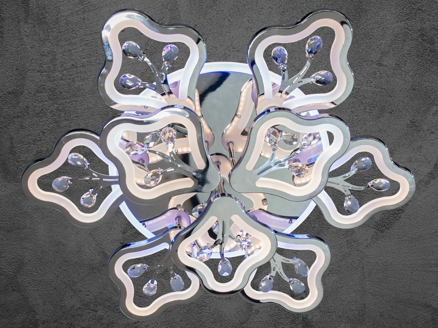 Нарядна лед-люстра у вітальню з LED підсвічуванням, колір хром, 150W на 21м2