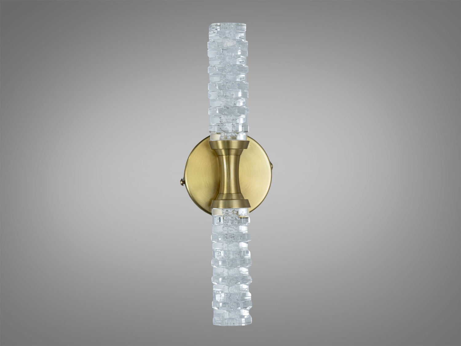 Настінний світильник з металевою основою, вертикальна форма. Підходить для сучасного інтер’єру, забезпечує рівномірне освітлення.