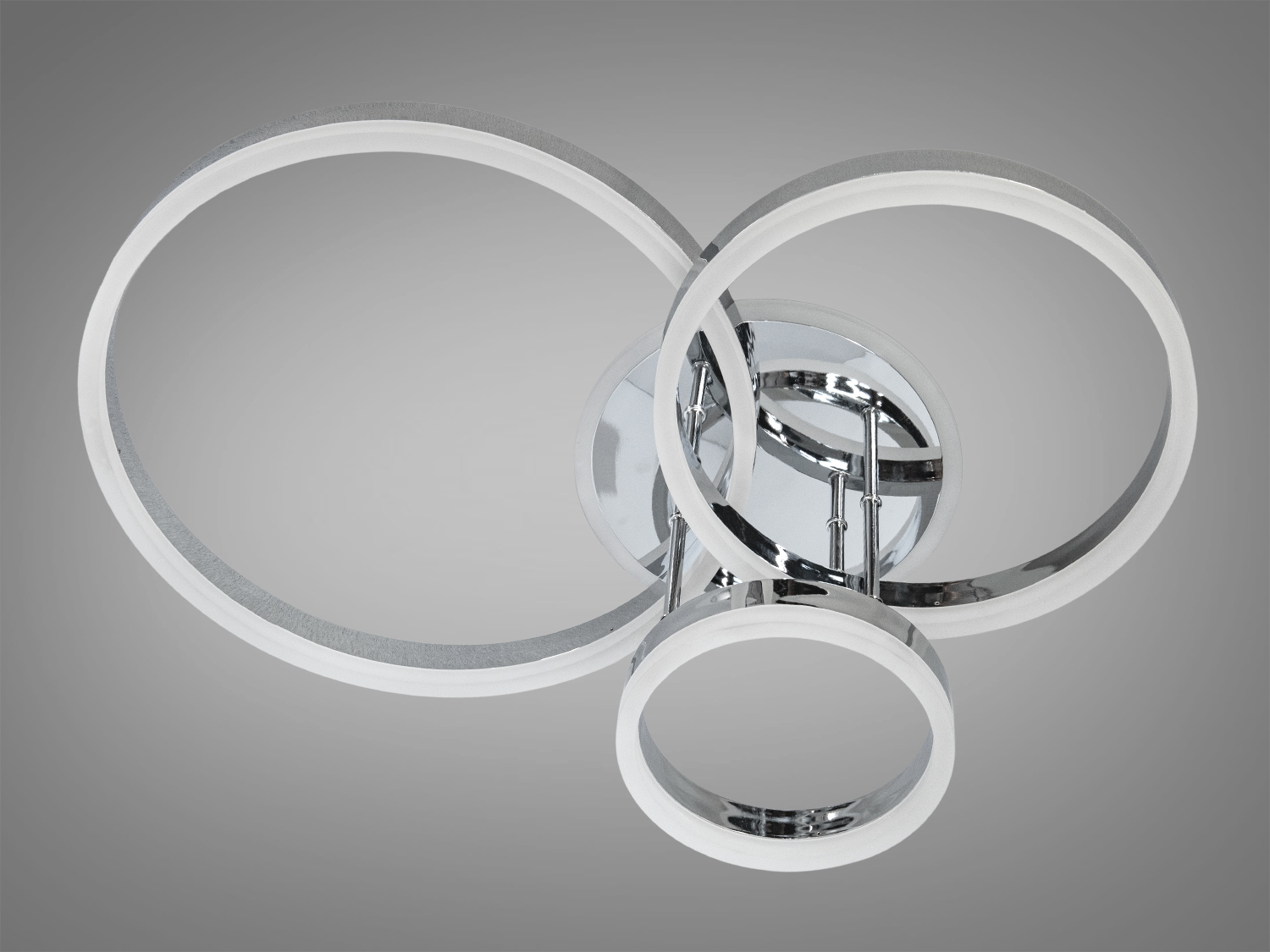 Світлодіодна люстра 8174-3HR-LS хром три кільця пульт