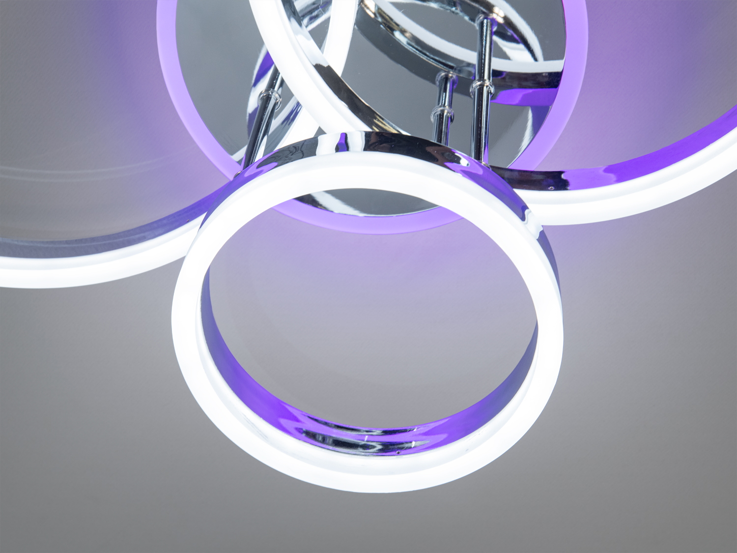 Світлодіодна люстра 8174-3HR-LS хром три кільця пульт