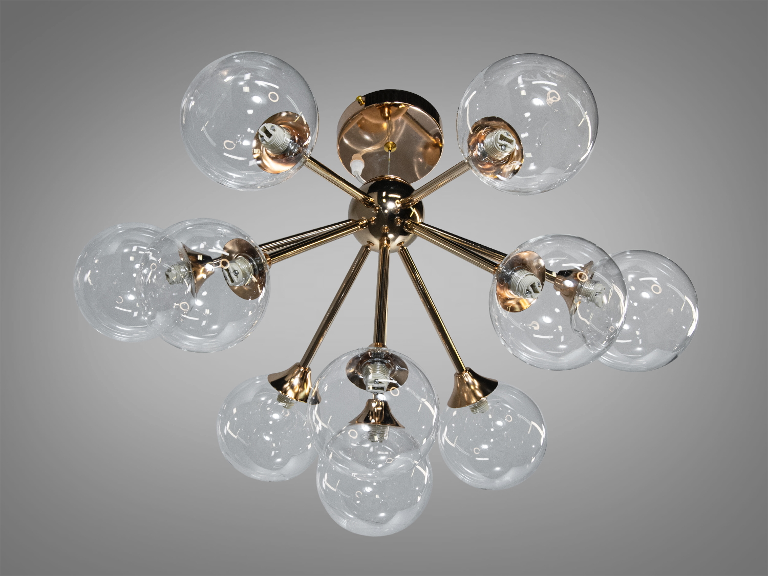 Люстра Лофт Молекула з 10 лампами у золоті — ідеальний вибір для сучасного інтер′єру, що дарує затишне світло.