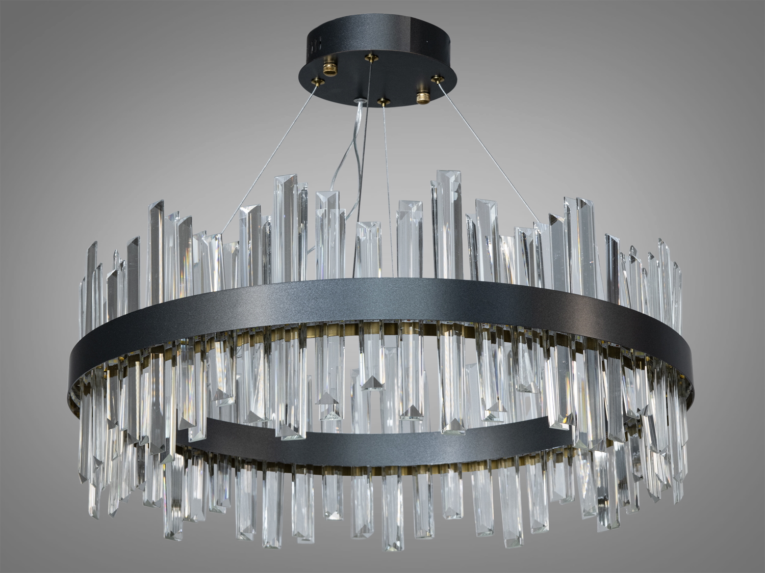 Кришталева світлодіодна люстра в спальню, колір свинець, 135W на 19м2