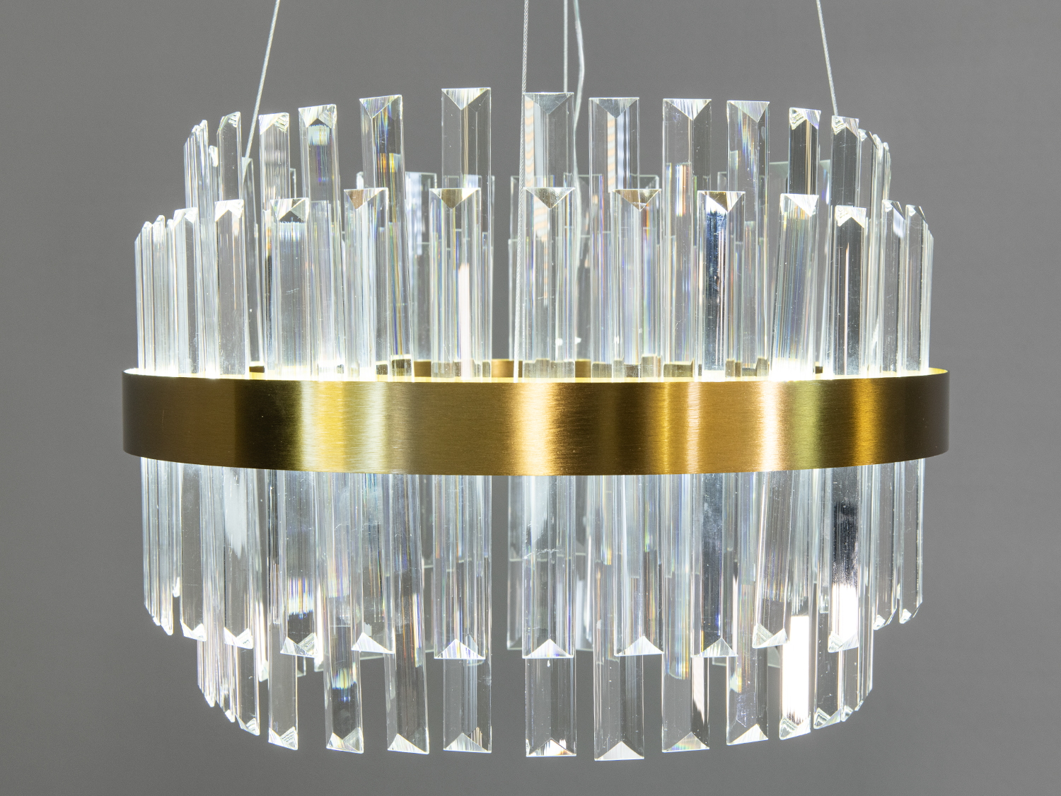 Ефектна кришталева LED люстра в коридор, бронза, 80W на 14м2