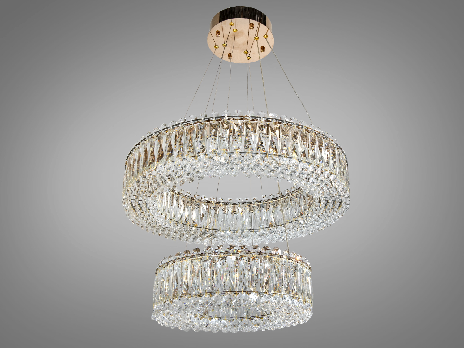 Сяюча підвісна кришталева світлодіодна люстра 85 Вт у золоті — ідеальний вибір для сучасних інтер’єрів.