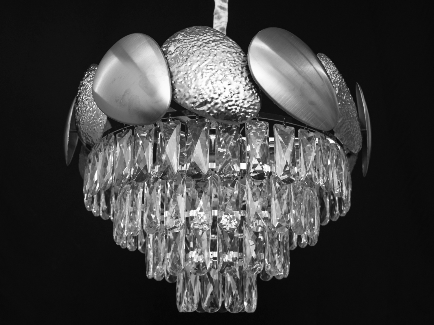 Класична кришталева люстра для холу, колір хром, на 9 ламп