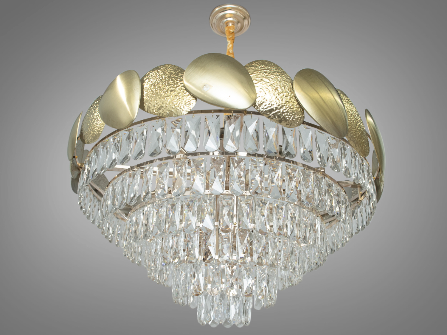 Універсальна кришталева люстра для зали, колір золото, на 14 ламп