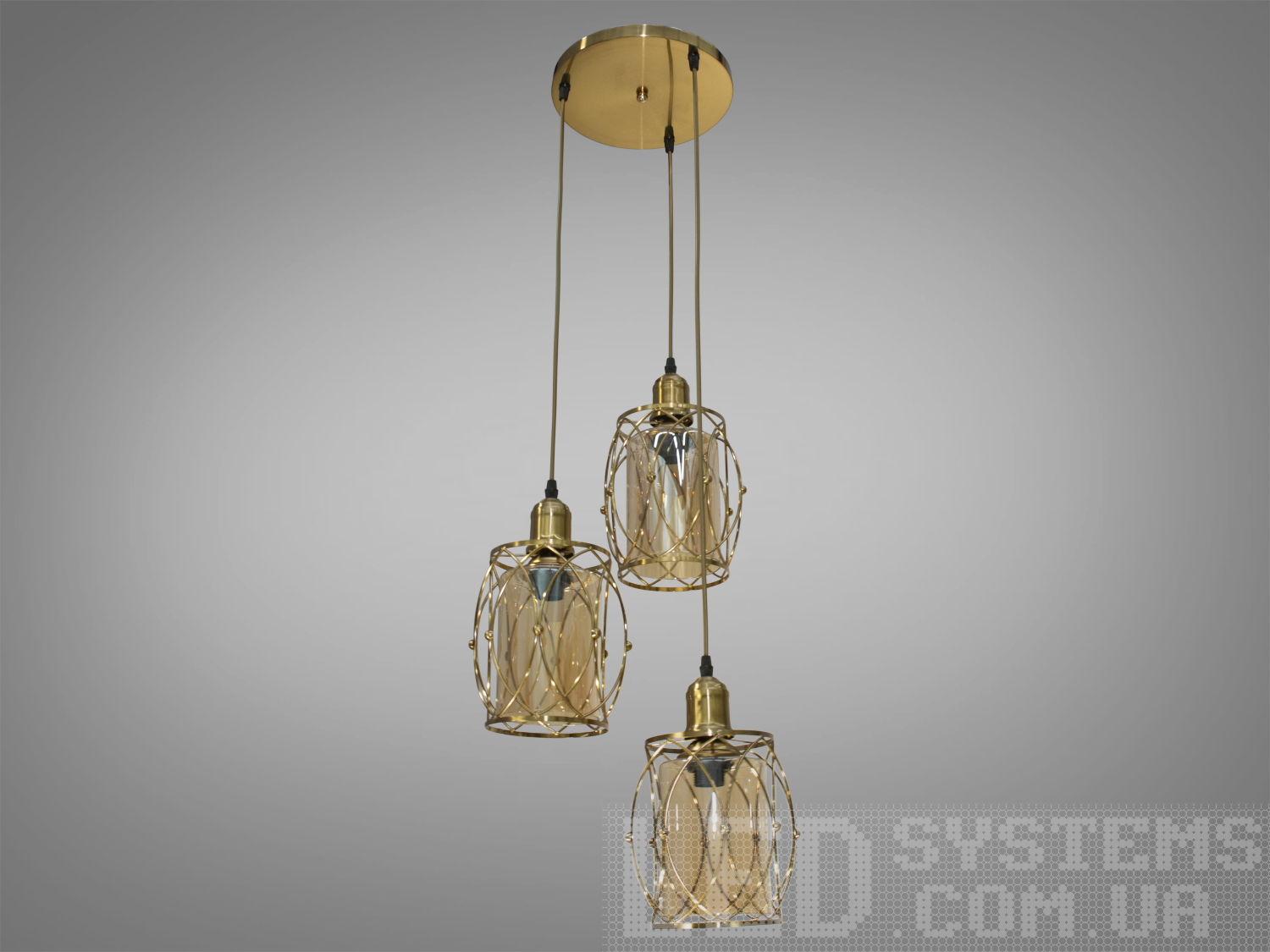 Сучасний світильник-підвіс у стилі Loft, колір золото, на 3 лампиПодвесы, Винтаж, Светильники 