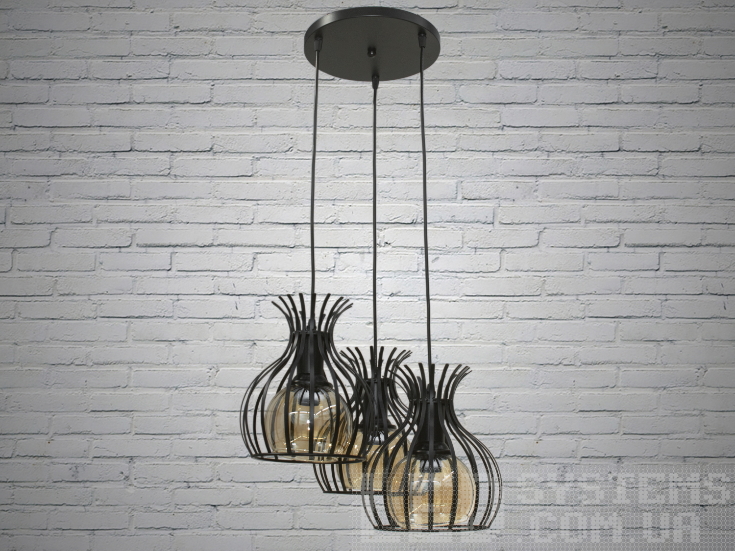 Декоративний світильник-підвіс у стилі Loft, колір чорний, на 3 лампиПодвесы, Винтаж, Светильники 