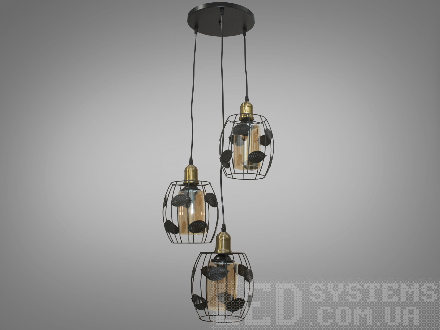 Сучасний світильник-підвіс у стилі Loft, колір золото, на 3 лампиПодвесы, Винтаж, Светильники 