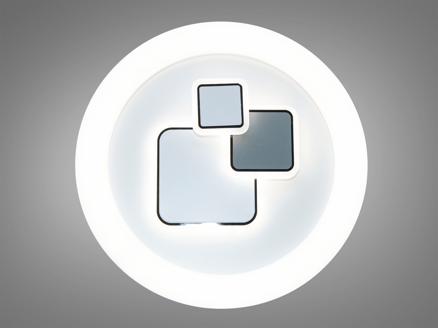 Стельовий світильник з LED підсвіткою, кругла форма. Декорований квадратами, ідеальний для мінімалістичних просторів.