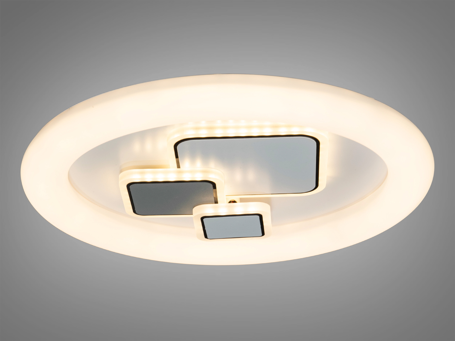 Круглий світильник з теплим LED світлом, квадратні вставки. Підходить для затишних кімнат.