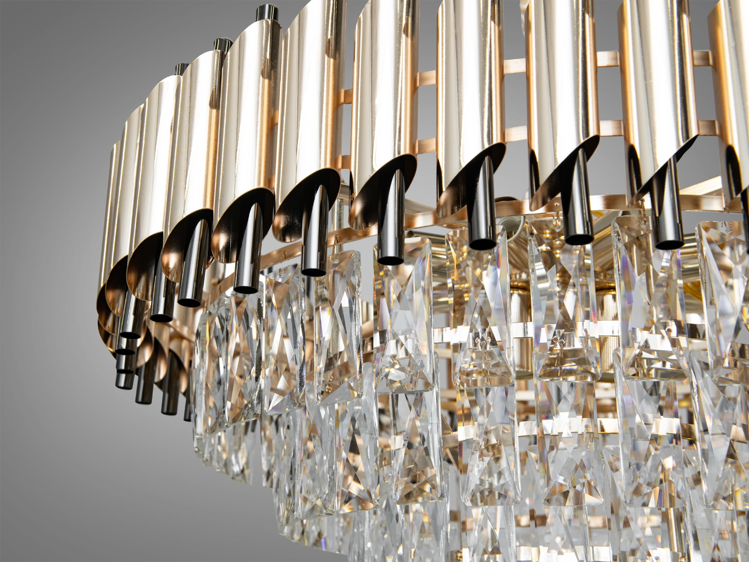 Підвісна люстра Серія 9001 золото-свинець 11 ламп кришталь