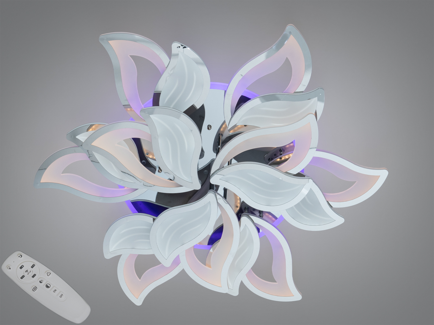 Стельова LED люстра Diasha 9033-6+3HR-LS хром 225Вт з пультом для 40 м²