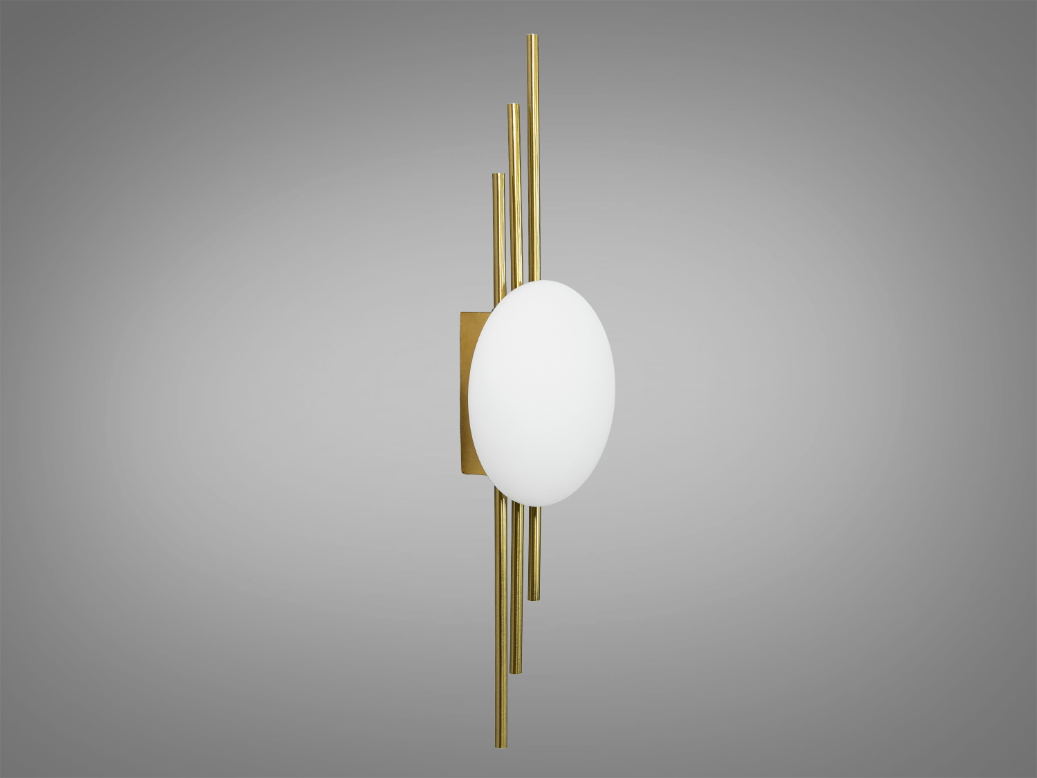 Ідеальна біла куля, що символізує місяць або ніжне сяйво перлів підтримується золотистими металевими лініями.