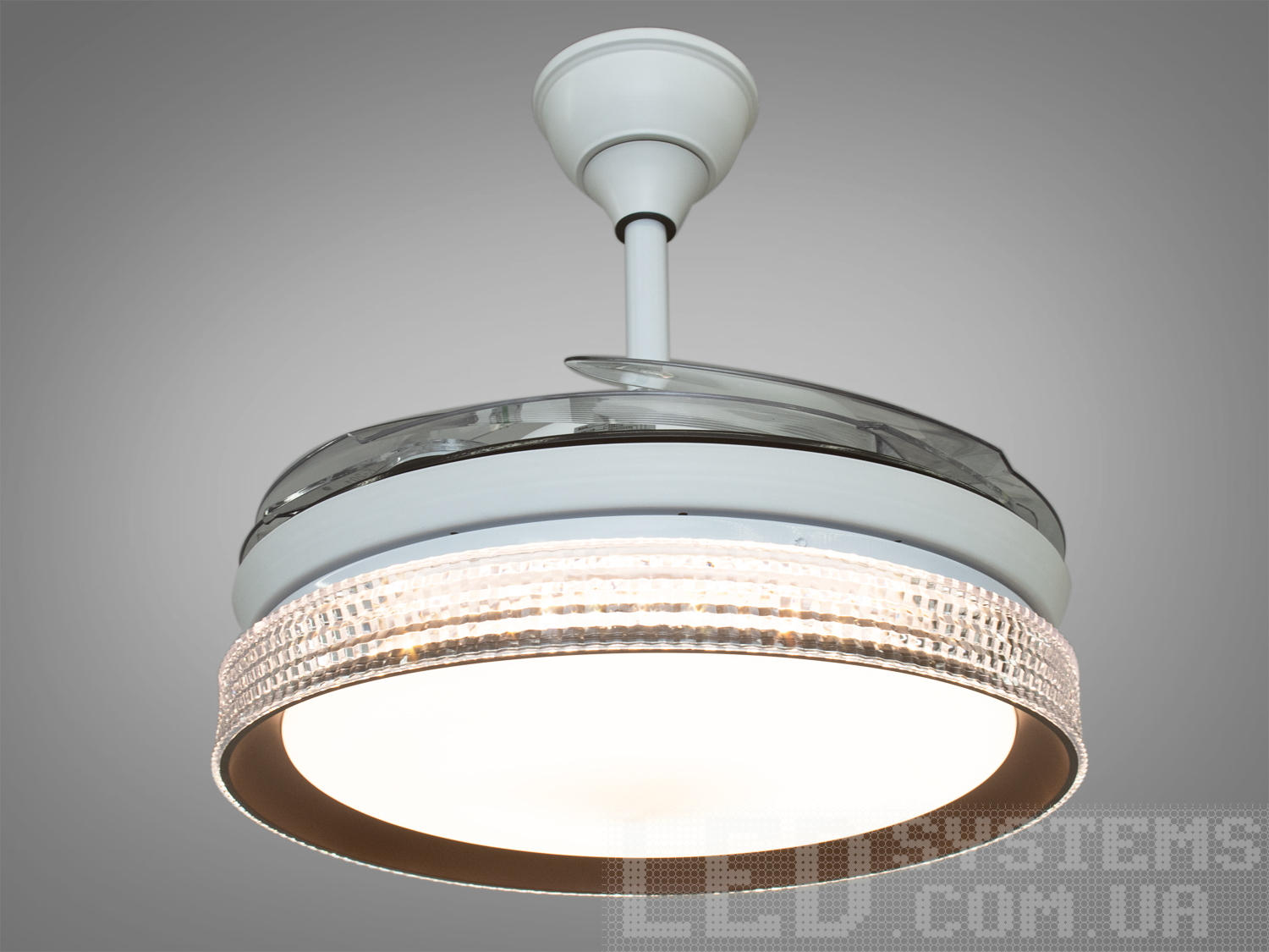 Люстра-вентилятор із пультом для кімнати, колір білий, 28W на 4кв.м