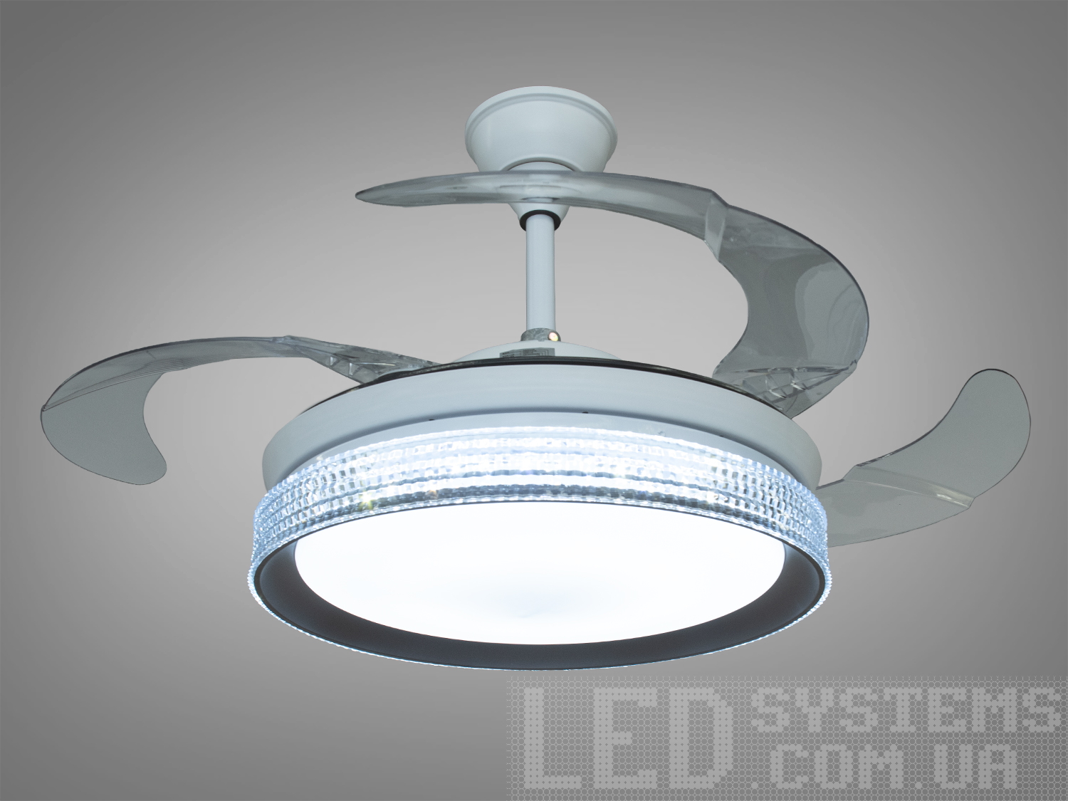 Люстра-вентилятор із пультом для кімнати, колір білий, 28W на 4кв.м