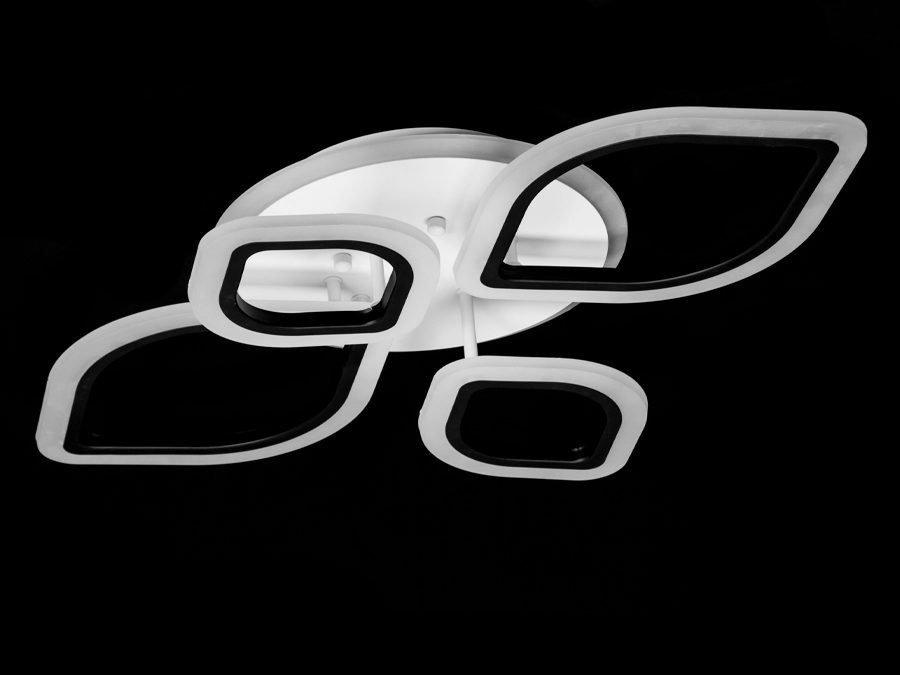 Стельова LED-люстра на кухню з пультом, колір чорний, 75W на 11м2