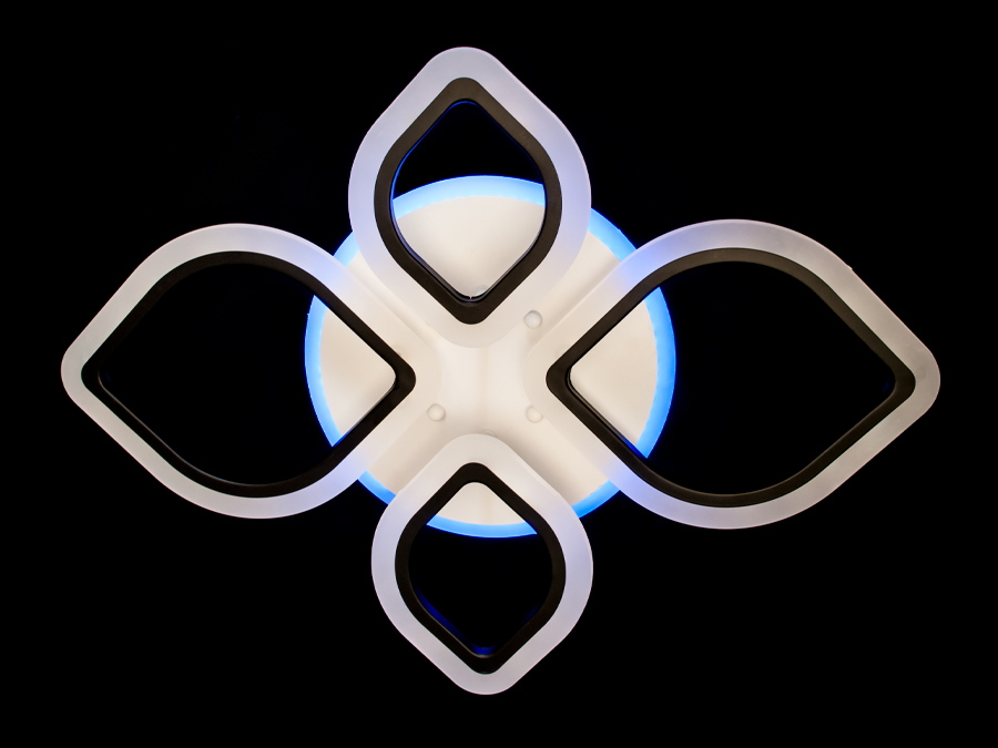 Стельова LED-люстра на кухню з пультом, колір чорний, 75W на 11м2