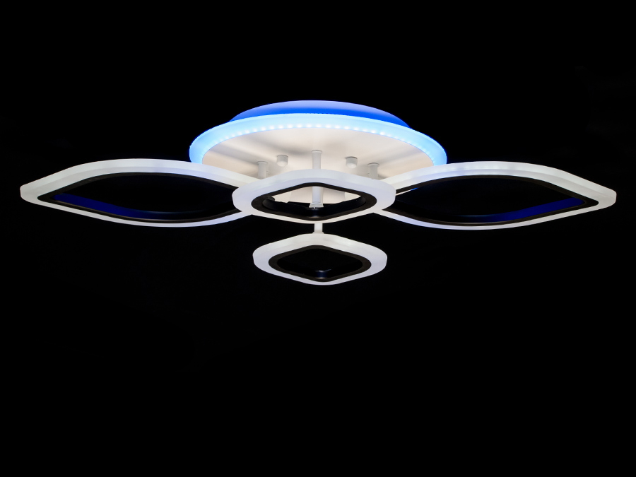 Стельова LED-люстра на кухню з пультом, колір чорний, 75W на 11м2